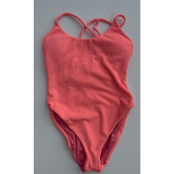 Show Me Your Mumu Positano Peach Sherbet Scrunch Textured One Piece Swimsuit - - Picture 3 of 9